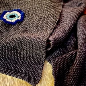 Dark grey handmade evil eye 🧿 long scarf.